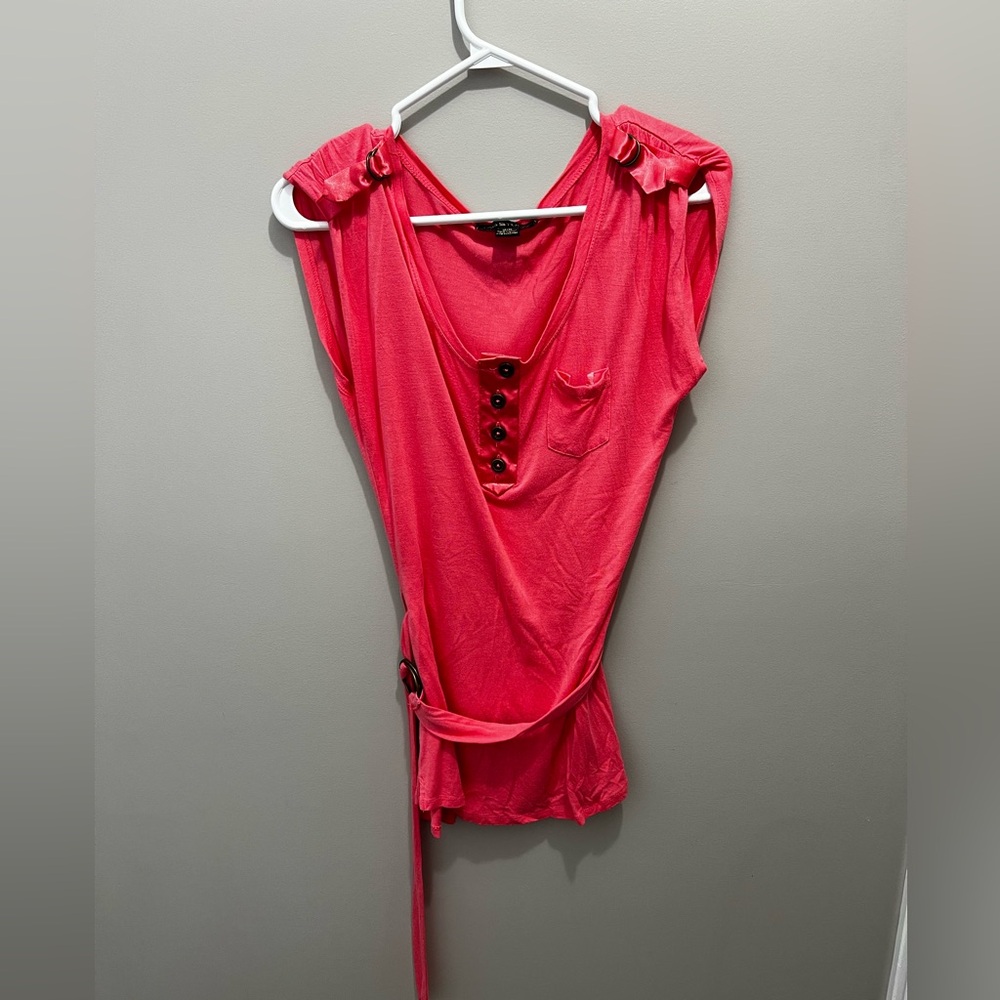 Tag studio pink belted shirt